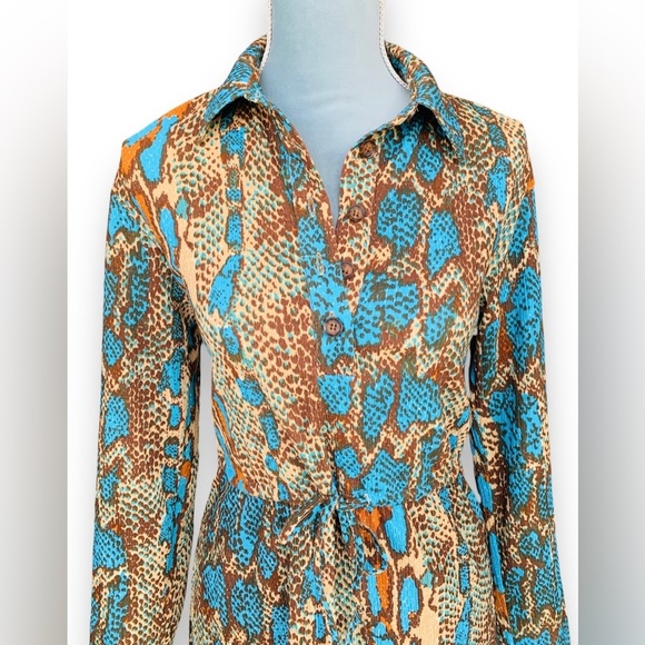 Zara Snake Print Midi Long Sleeve Dress Size Small NWT - Picture 3 of 12